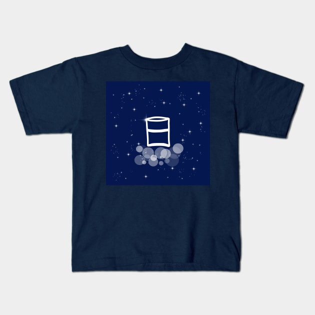 barrel, container, vessel, oil, petroleum, illustration, night, cosmoc, space, galaxy, stars Kids T-Shirt by grafinya